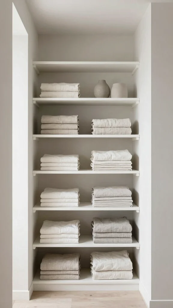 11 Hallway Linen Closet Built-In Ideas for a Seamless Organized Space - 6. Minimalist Design with Simple Shelving 1
