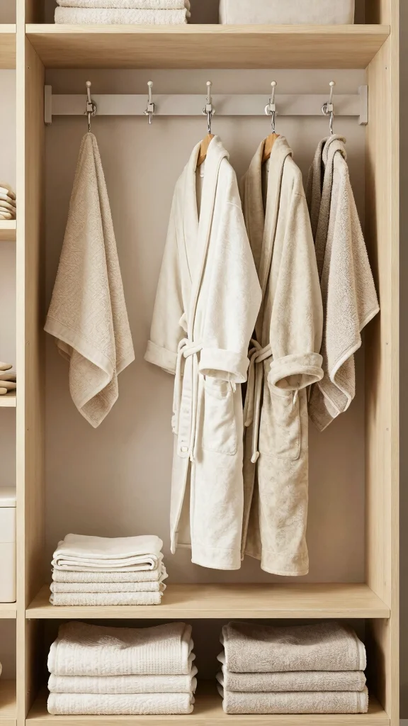 11 Hallway Linen Closet Built-In Ideas for a Seamless Organized Space - 8. Incorporating Hooks for Additional Storage 1