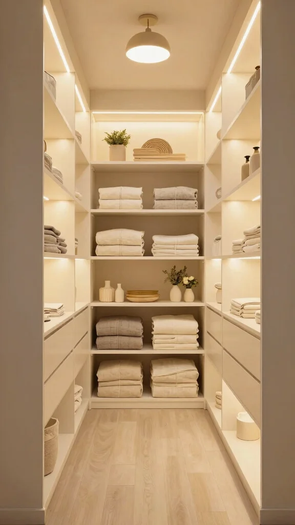 11 Hallway Linen Closet Built-In Ideas for a Seamless Organized Space - 9. Stylish Lighting Solutions 1