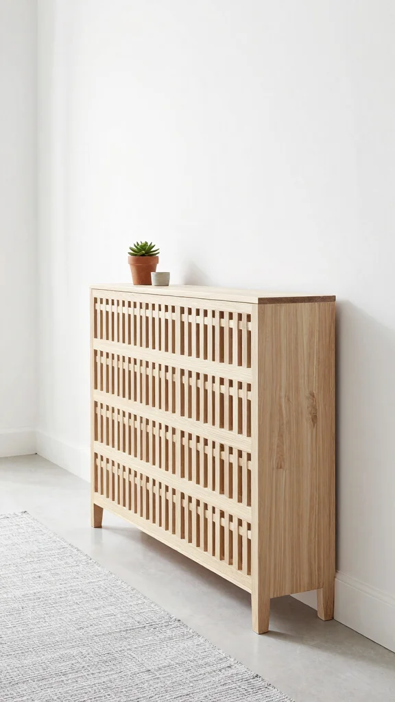 11 Hallway Radiator Cover Decor Ideas for a Stylish Functional Detail - 5. Minimalist Lattice Cover 1
