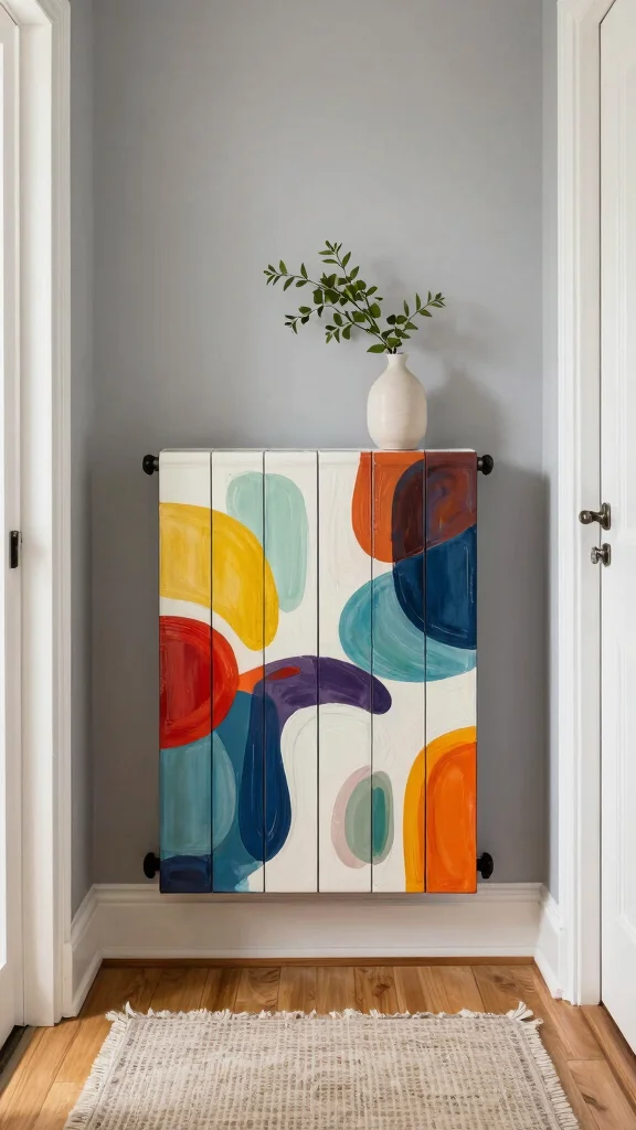 11 Hallway Radiator Cover Decor Ideas for a Stylish Functional Detail - 8. Custom-Made Artistic Cover 1
