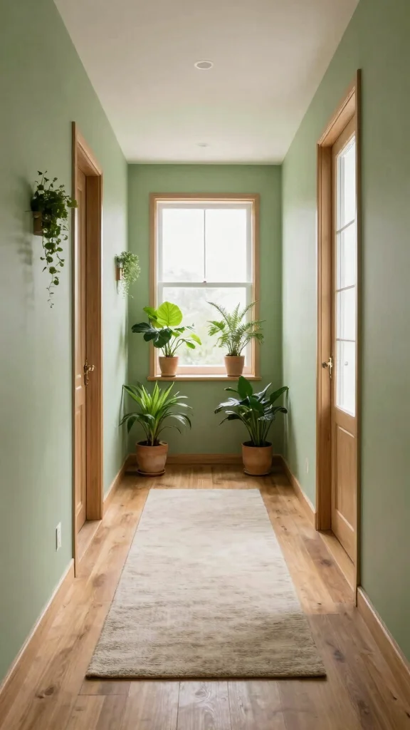 11 Hallway and Stairs Paint Color Ideas for a Cohesive Beautiful Flow - 3. Refreshing Greens for a Natural Touch 1