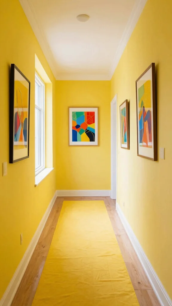 11 Hallway and Stairs Paint Color Ideas for a Cohesive Beautiful Flow - 6. Vibrant Yellows for a Cheerful Atmosphere 1