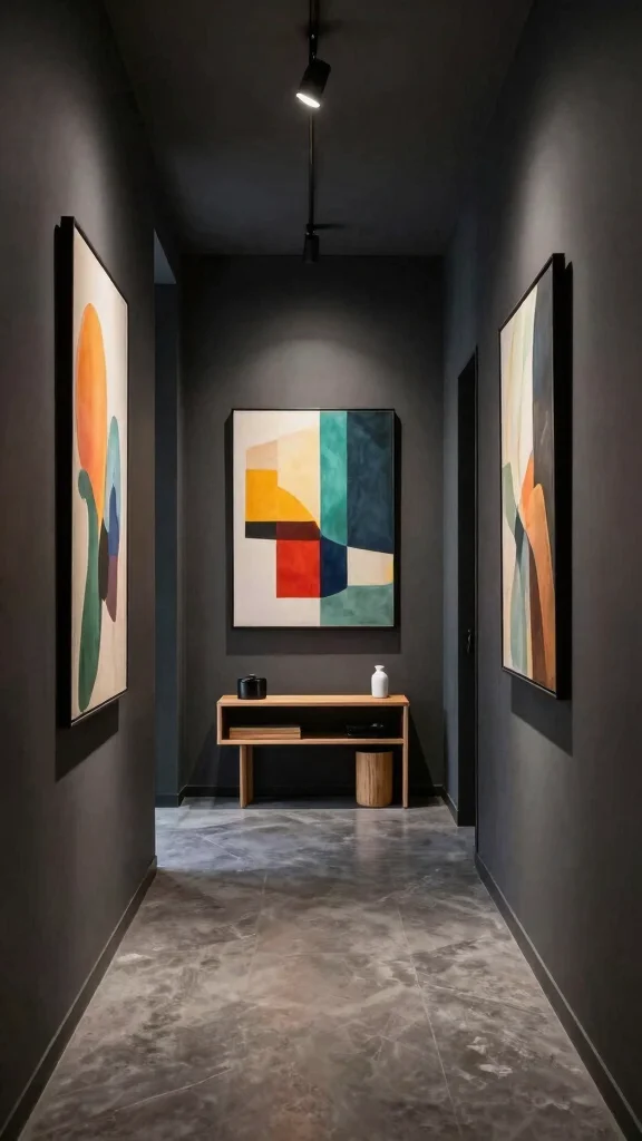 11 Neutral Hallway Paint Color Ideas for a Calm Versatile Entrance - 10. Cool Charcoal: A Bold Statement 1