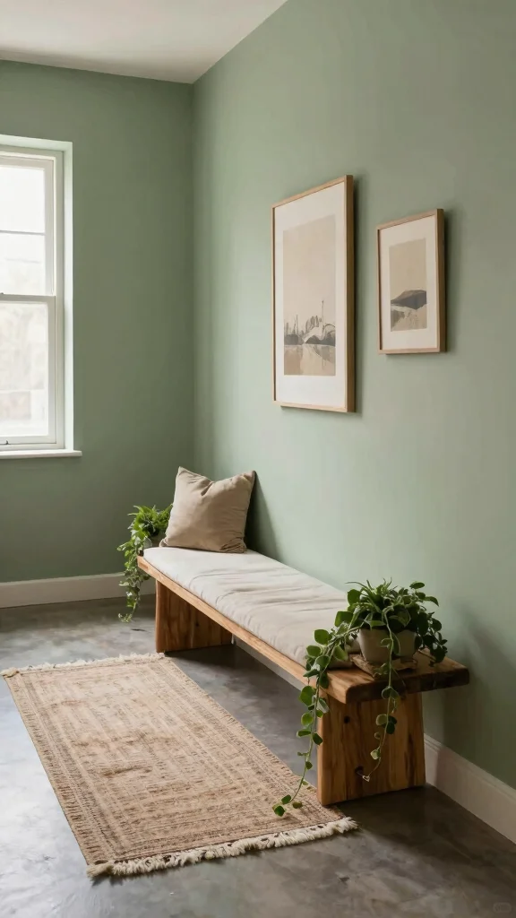 11 Neutral Hallway Paint Color Ideas for a Calm Versatile Entrance - 2. Tranquil Sage Green 1