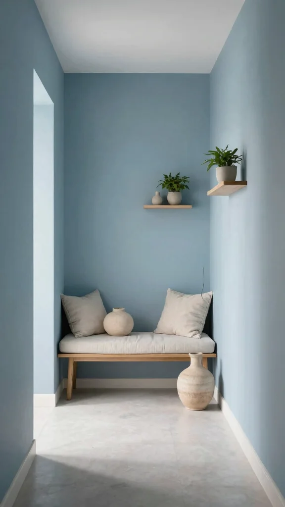 11 Neutral Hallway Paint Color Ideas for a Calm Versatile Entrance - 6. Dusty Blue: A Refreshing Cool 1
