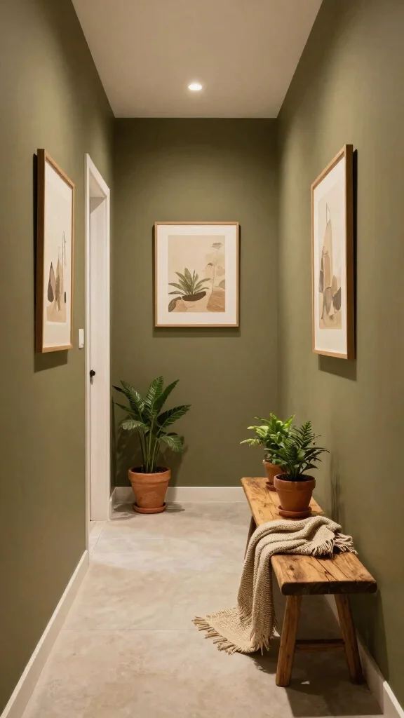 11 Neutral Hallway Paint Color Ideas for a Calm Versatile Entrance - 7. Earthy Olive: Nature's Embrace 1