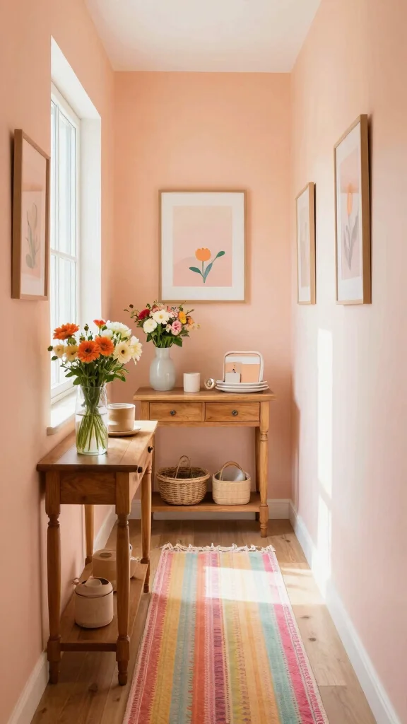 11 Neutral Hallway Paint Color Ideas for a Calm Versatile Entrance - 8. Pale Peach: A Touch of Warmth 1