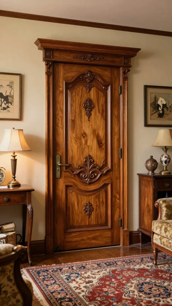 11 Pull-Down Attic Door Concepts for a Space-Smart Stylish Access - 4. Vintage Charm with Ornate Details 1