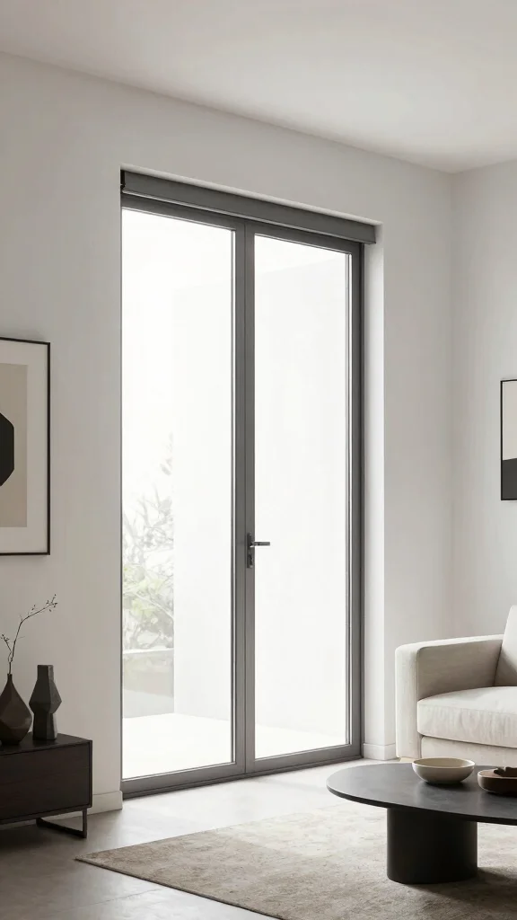 11 Pull-Down Attic Door Concepts for a Space-Smart Stylish Access - 6. Minimalist Glass Attic Door 1