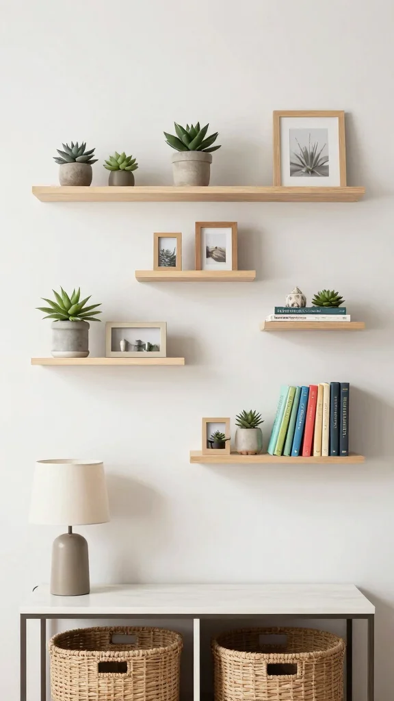 11 Small-Space Entryway Nook Ideas for a Compact Clever Corner - 1. Floating Shelves for Vertical Storage 1