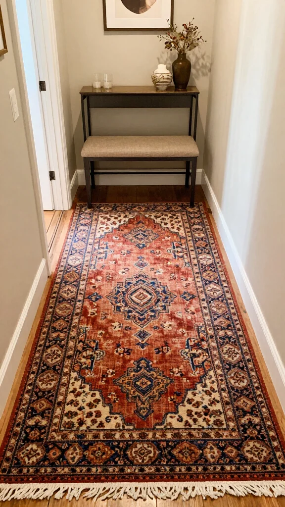 11 Small-Space Entryway Nook Ideas for a Compact Clever Corner - 9. Add a Rug for Warmth 1
