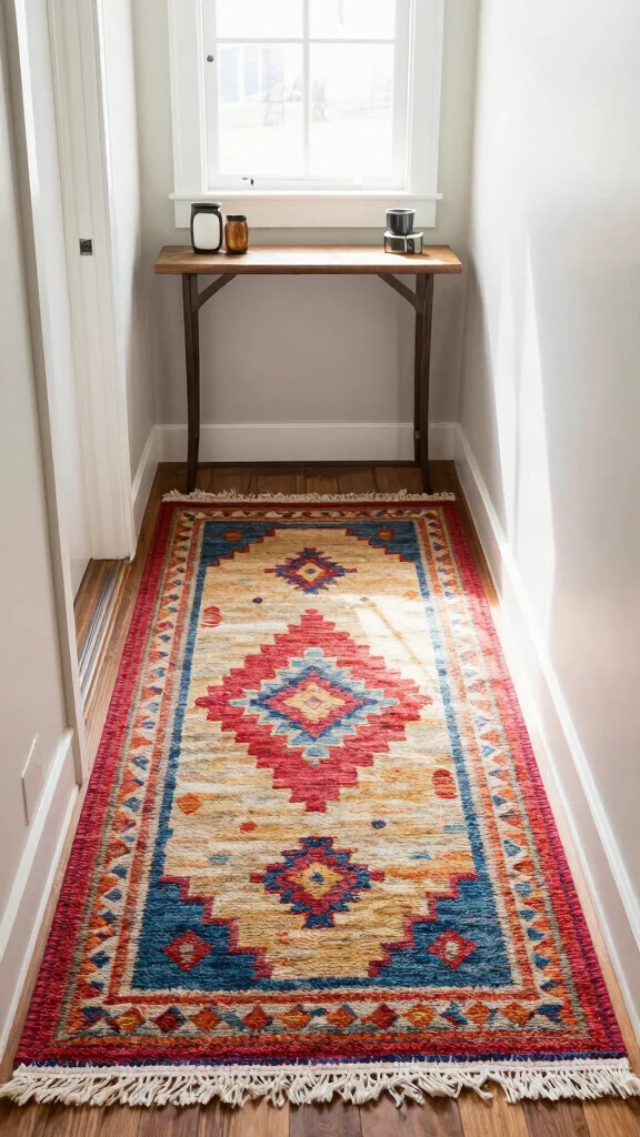 11 Small-Space Entryway Organization Ideas That Maximize Every Inch - 10. Colorful Rugs for Definition 1