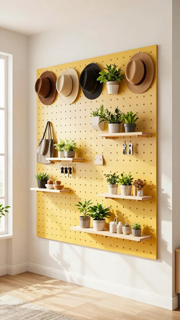 11 Small-Space Entryway Organization Ideas That Maximize Every Inch - 7. Pegboards for Customizable Space 1