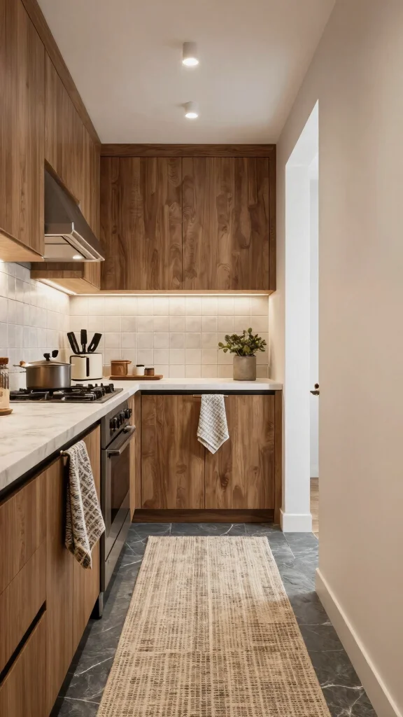 11 Small-Space Hallway Kitchen Ideas for a Compact Functional Layout - 9. Use of Textures 1