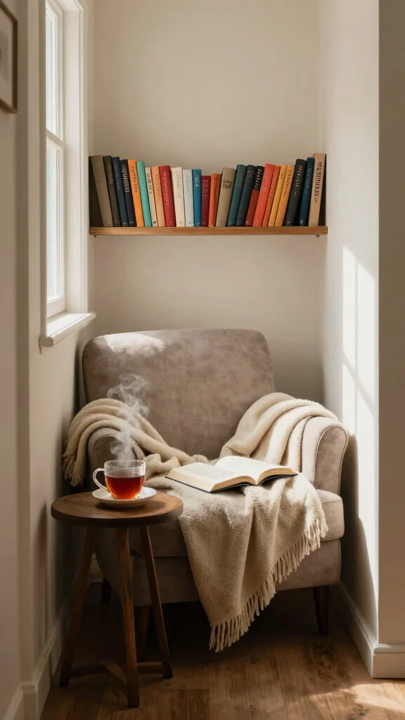 11 Small-Space Hallway Office Ideas for a Compact Functional Workspace - 5. Create a Cozy Reading Nook 1