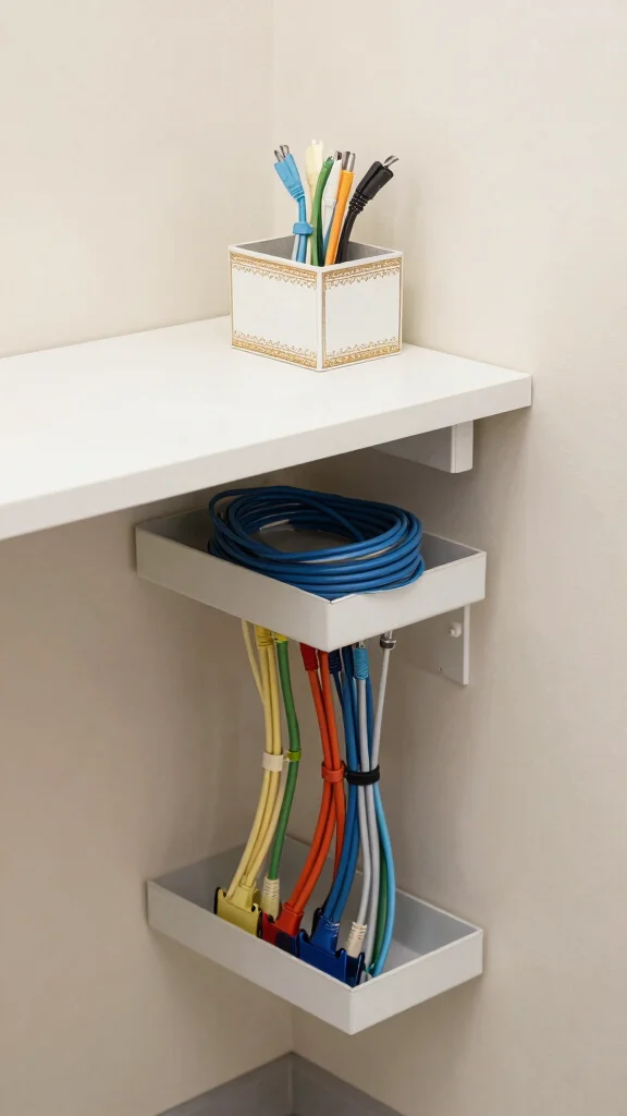 11 Small-Space Hallway Office Ideas for a Compact Functional Workspace - 7. Smart Cable Management 1