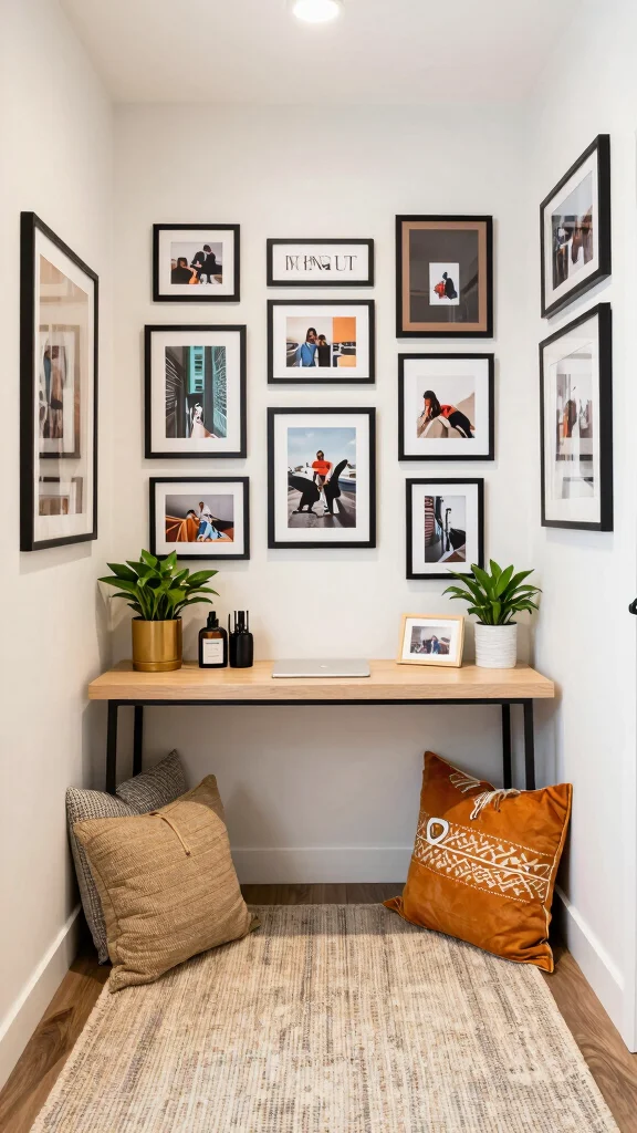 11 Small-Space Hallway Office Ideas for a Compact Functional Workspace - 8. Personal Touches with Decor 1