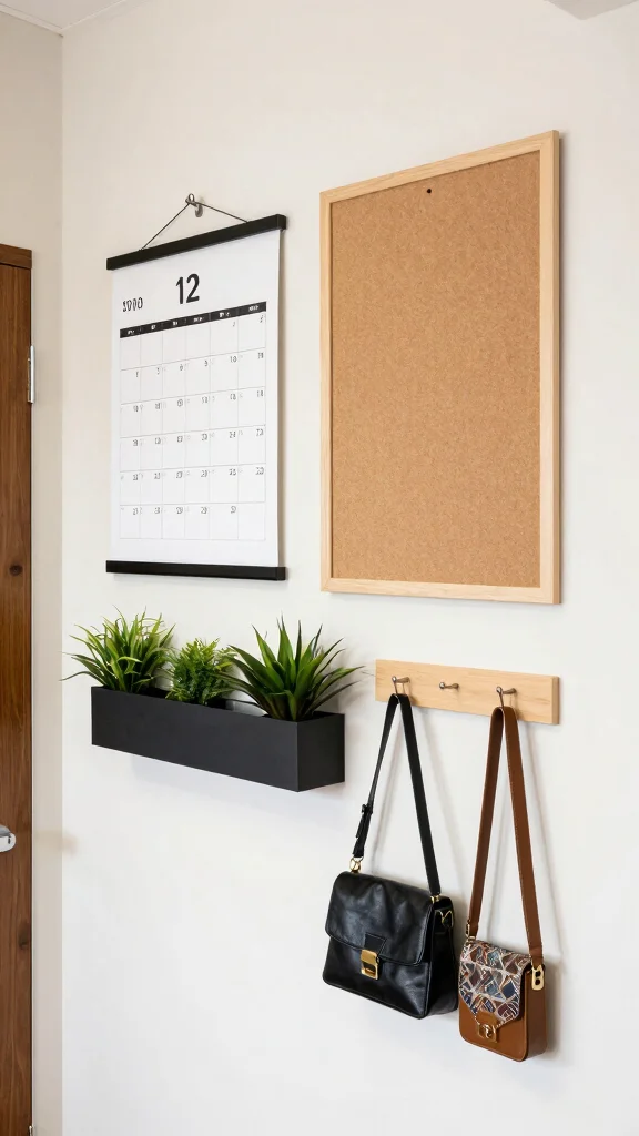 11 Small-Space Hallway Office Ideas for a Compact Functional Workspace - 9. Functional Wall Decor 1