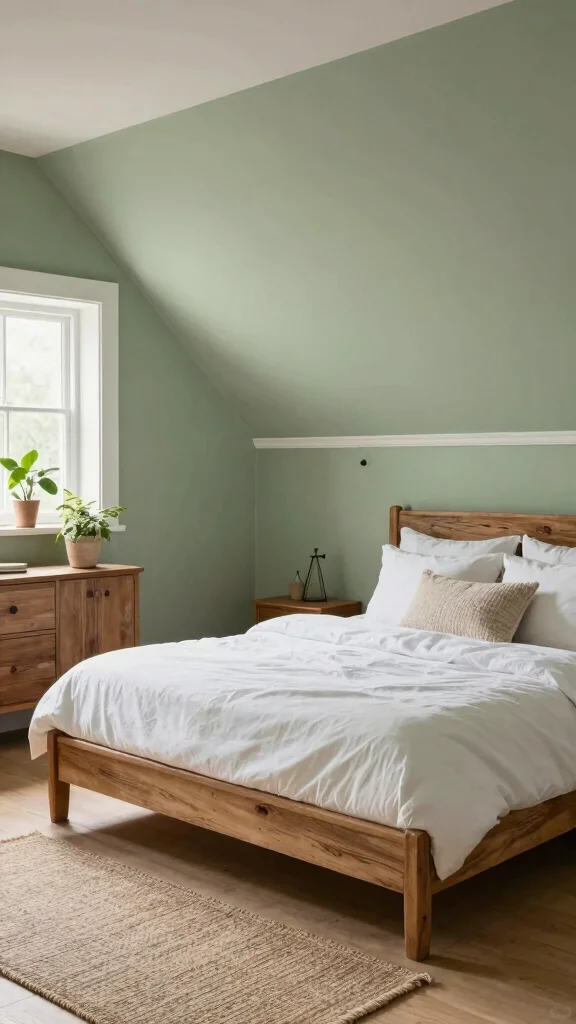 12 Attic Bedroom Paint Ideas for a Beautiful Calming Top-Floor Color - 1. Soothing Sage Green 1