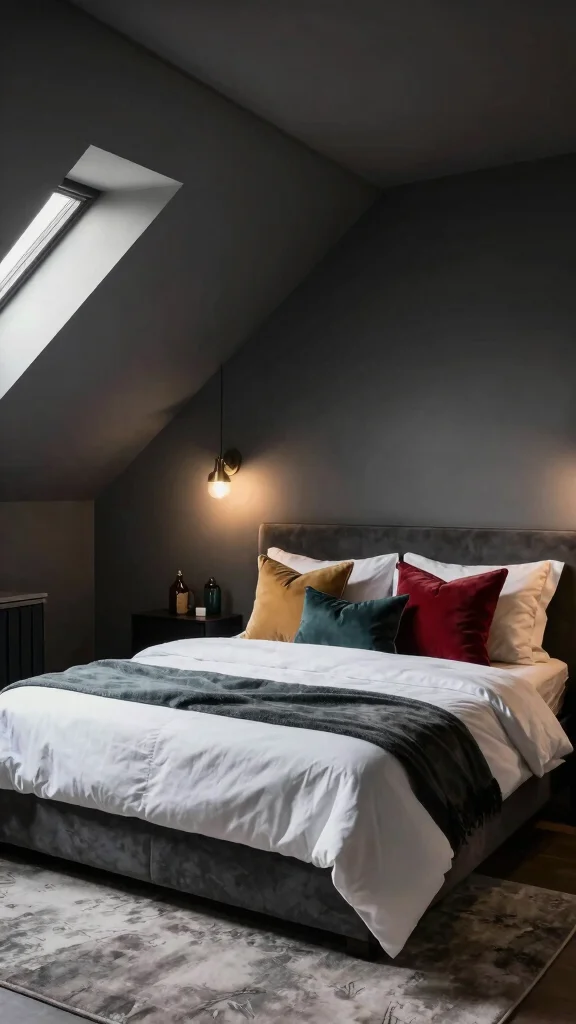 12 Attic Bedroom Paint Ideas for a Beautiful Calming Top-Floor Color - 11. Rich Charcoal Gray 1