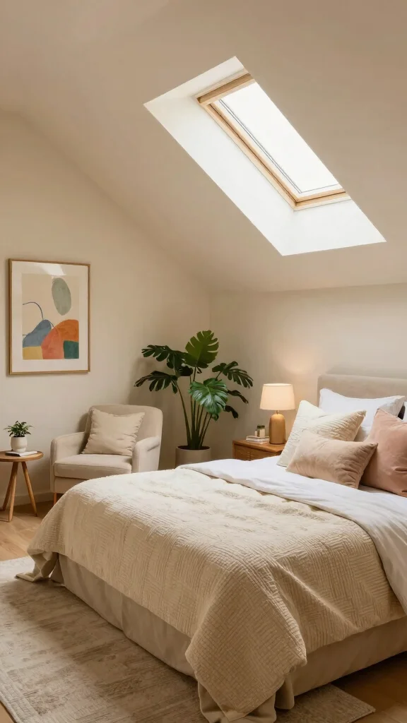 12 Attic Bedroom Paint Ideas for a Beautiful Calming Top-Floor Color - 3. Warm Creamy Beige 1