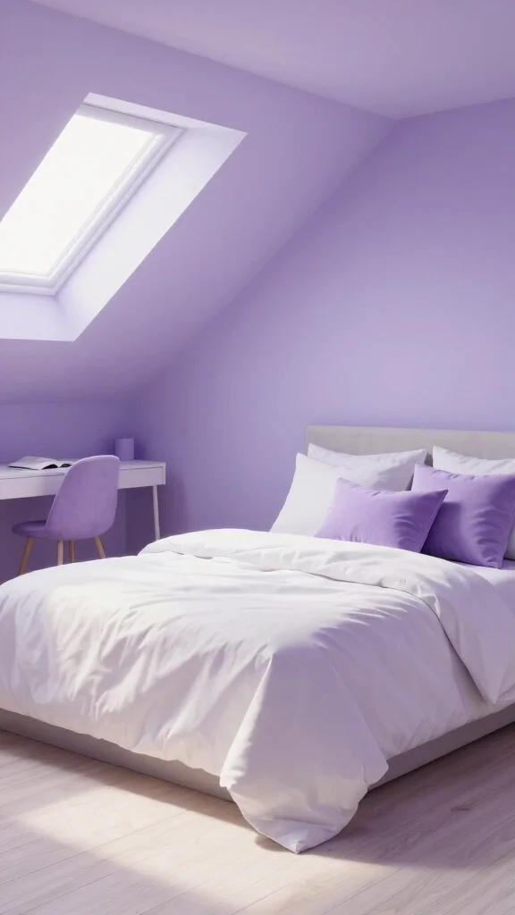 12 Attic Bedroom Paint Ideas for a Beautiful Calming Top-Floor Color - 4. Gentle Lavender 1
