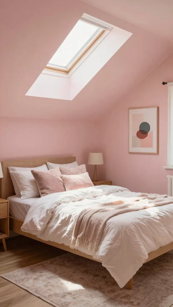 12 Attic Bedroom Paint Ideas for a Beautiful Calming Top-Floor Color - 6. Soft Blush Pink 1