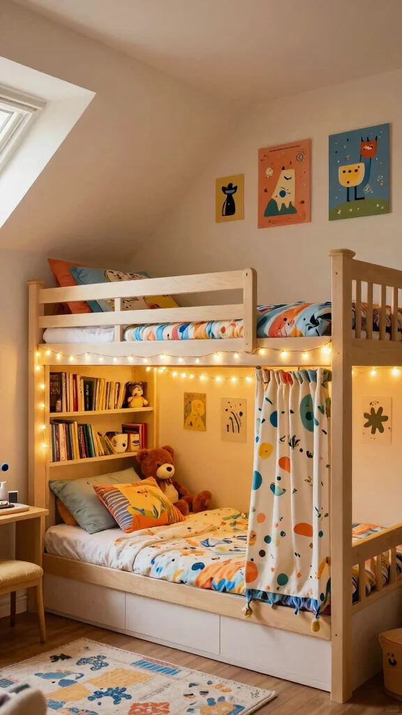 12 Attic Bunk Room Ideas With Sloped Ceilings for a Space-Smart Kids Room - 1. Cozy Nook Bunk Bed 1
