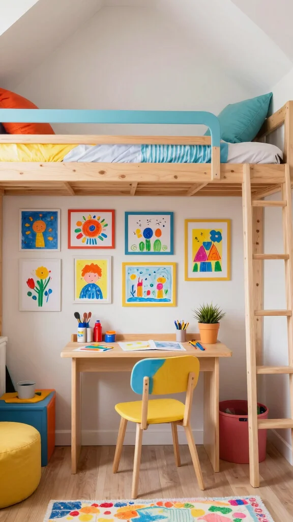 12 Attic Bunk Room Ideas With Sloped Ceilings for a Space-Smart Kids Room - 11. Art-Inspired Retreat 1