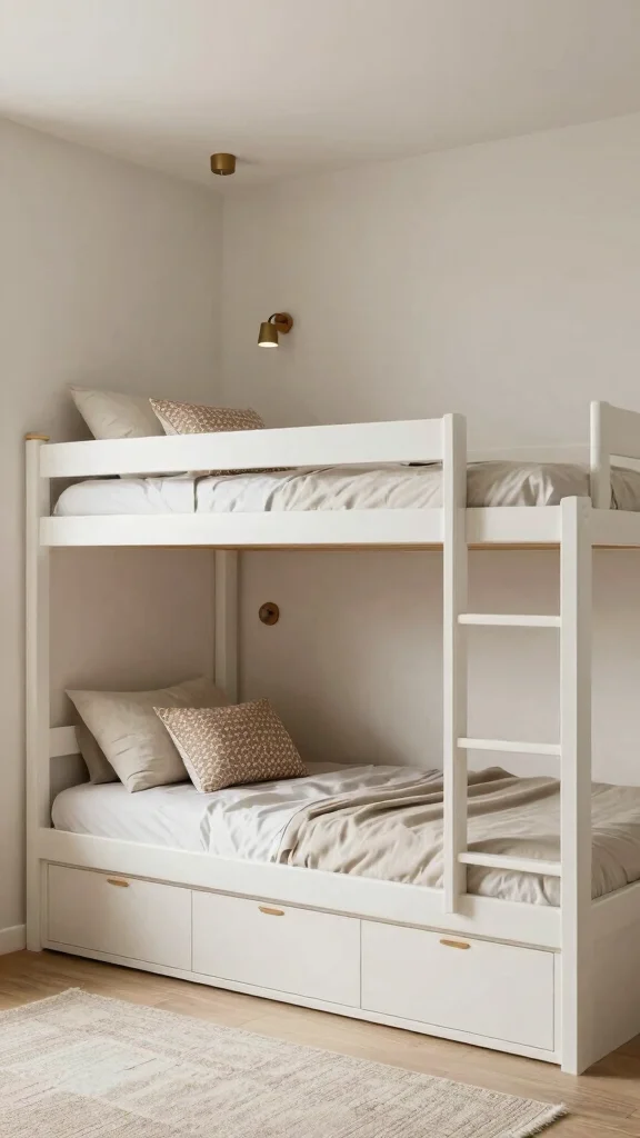 12 Attic Bunk Room Ideas With Sloped Ceilings for a Space-Smart Kids Room - 12. Cozy Minimalist Bunk Room 1