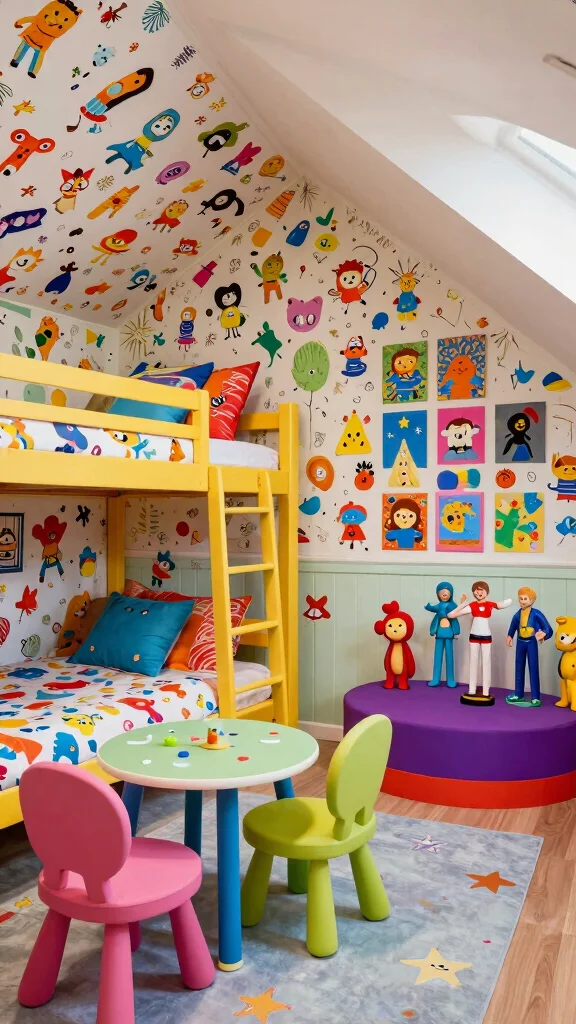 12 Attic Bunk Room Ideas With Sloped Ceilings for a Space-Smart Kids Room - 9. Character-Inspired Bunk Room 1