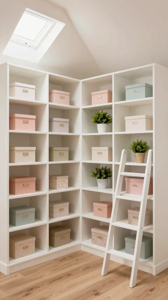 12 Attic Closet Ideas With Angled Ceilings for a Tidy Smart Storage - 1. Built-In Shelving to Maximize Vertical Space 1