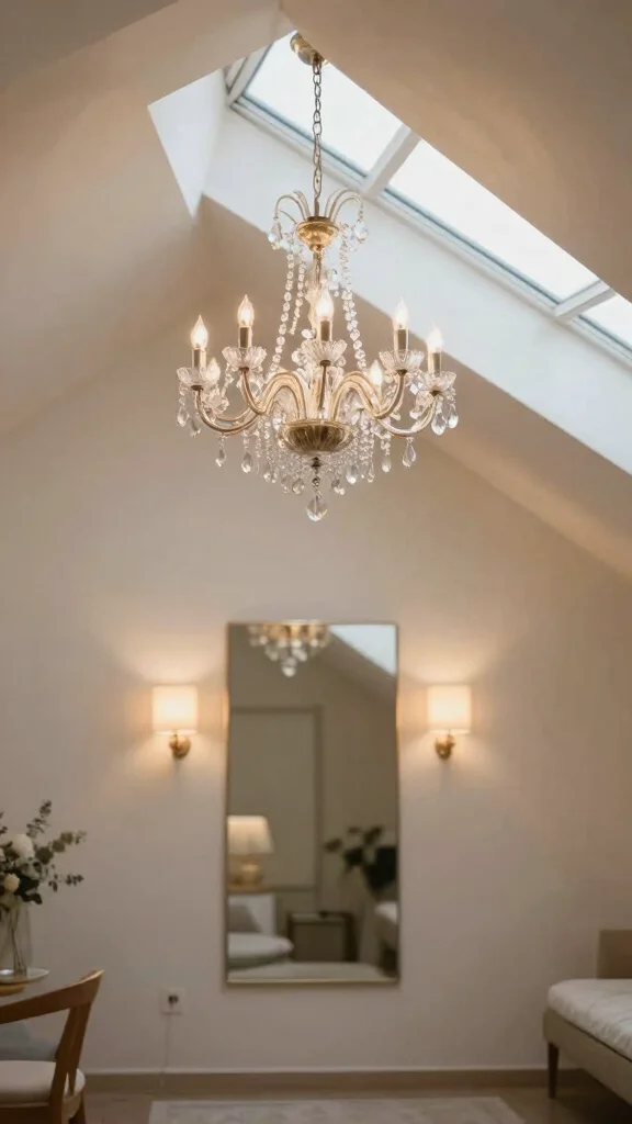 12 Attic Ensuite Ideas With Slanted Ceilings for a Cozy Luxurious Space - 10. Statement Lighting 1