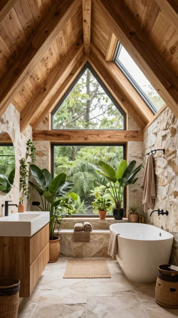 12 Attic Ensuite Ideas With Slanted Ceilings for a Cozy Luxurious Space - 9. Nature-Inspired Designs 1