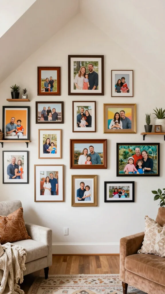 12 Attic Family Room Ideas for a Cozy Functional Shared Top-Floor Space - 7. Showcase a Gallery Wall 1