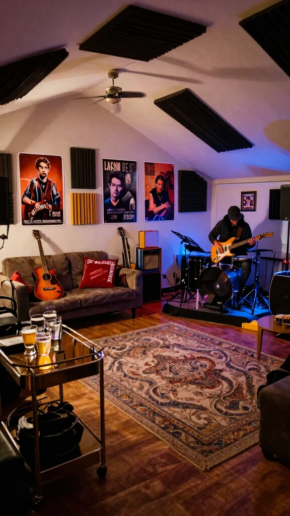 12 Attic Hangout Room Ideas for a Fun Relaxed Top-Floor Social Space - 10. Music Zone 1