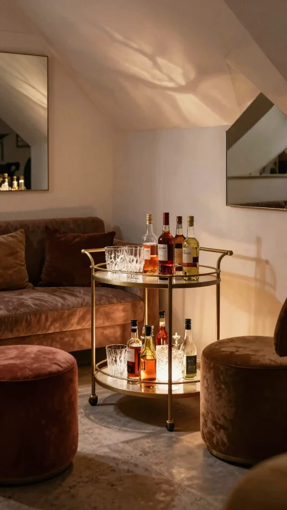 12 Attic Hangout Room Ideas for a Fun Relaxed Top-Floor Social Space - 6. Mini Bar Retreat 1