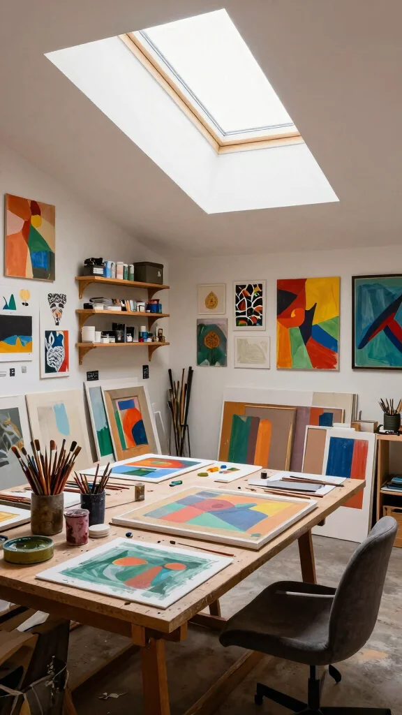 12 Attic Hangout Room Ideas for a Fun Relaxed Top-Floor Social Space - 8. Art Studio 1