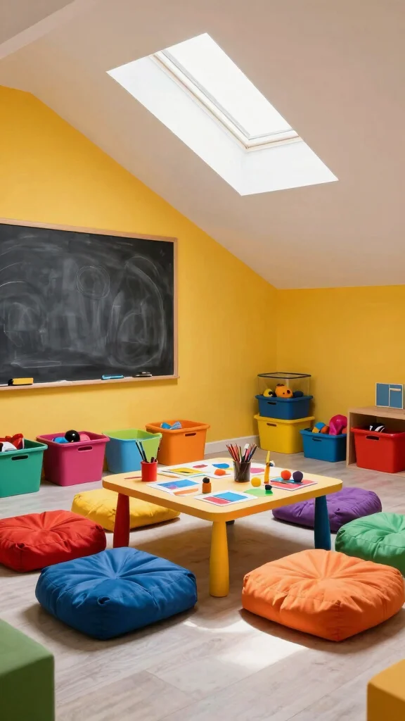 12 Attic Kids Bedroom Ideas for a Fun Cozy Creative Top-Floor Space - 2. Colorful Play Zone 1