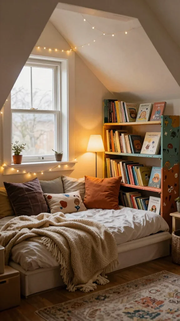 12 Attic Kids Bedroom Ideas for a Fun Cozy Creative Top-Floor Space - 3. Cozy Reading Nook 1
