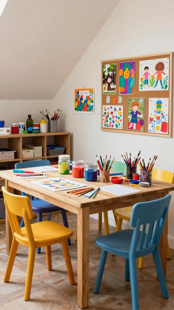 12 Attic Kids Bedroom Ideas for a Fun Cozy Creative Top-Floor Space - 4. Arts and Crafts Haven 1