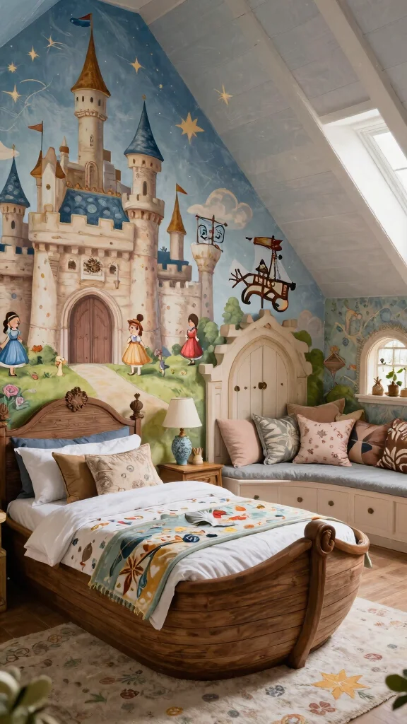 12 Attic Kids Bedroom Ideas for a Fun Cozy Creative Top-Floor Space - 5. Whimsical Themed Room 1