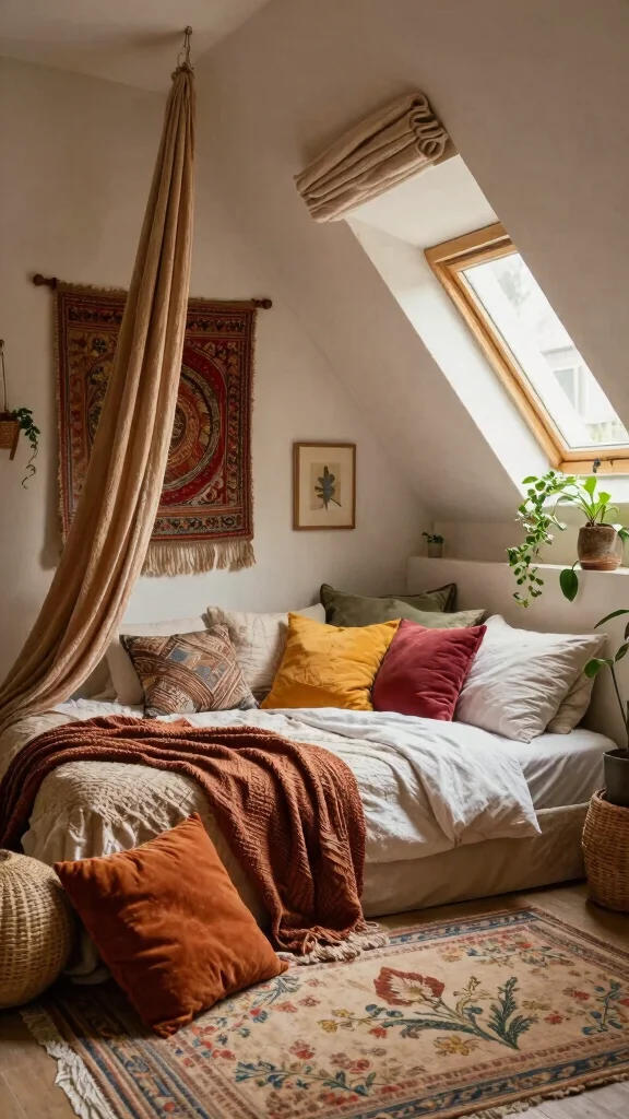 12 Attic Kids Bedroom Ideas for a Fun Cozy Creative Top-Floor Space - 8. Cozy Bohemian Vibes 1