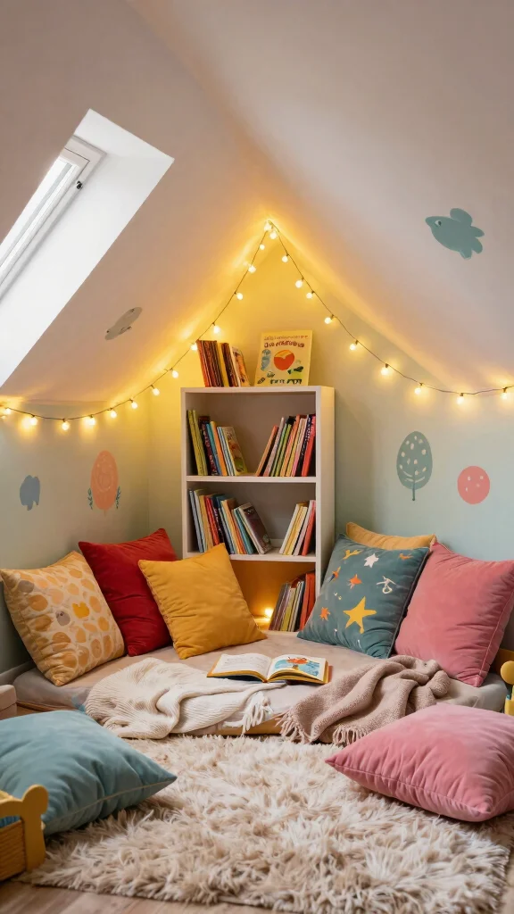 12 Attic Kids Room Ideas With Sloped Ceilings for a Cozy Fun Space - 1. Dreamy Reading Nook 1
