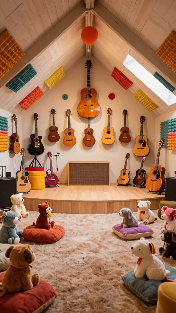 12 Attic Kids Room Ideas With Sloped Ceilings for a Cozy Fun Space - 10. Musical Oasis 1