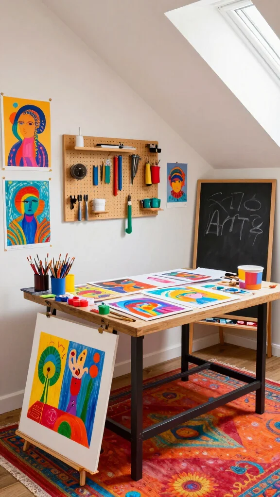 12 Attic Kids Room Ideas With Sloped Ceilings for a Cozy Fun Space - 2. Arts and Crafts Corner 1