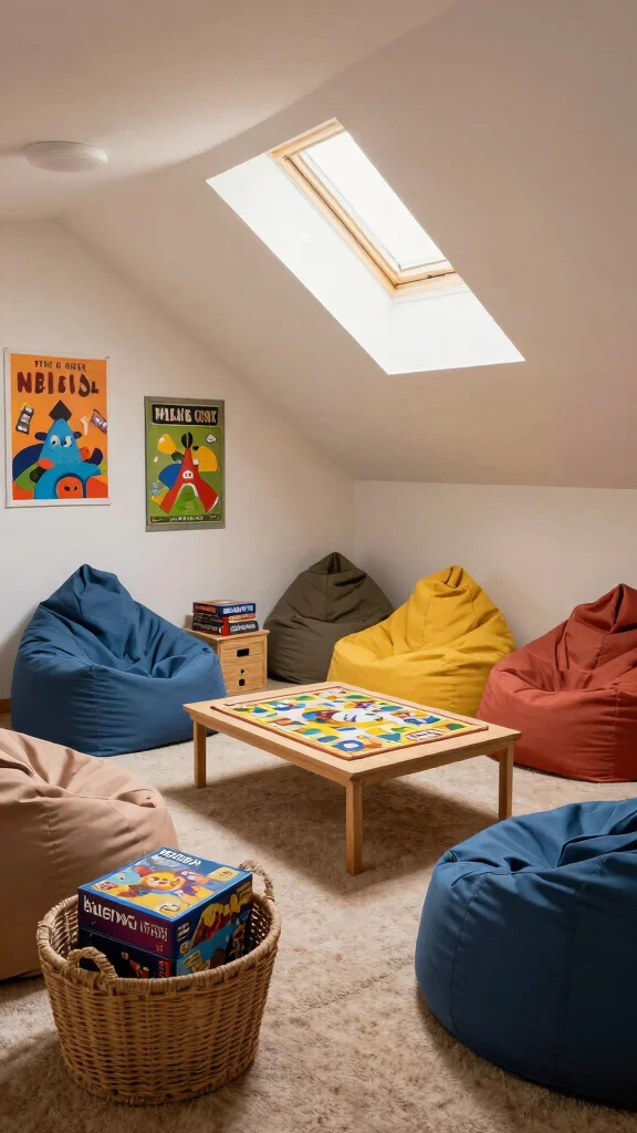 12 Attic Kids Room Ideas With Sloped Ceilings for a Cozy Fun Space - 8. Game Zone 1