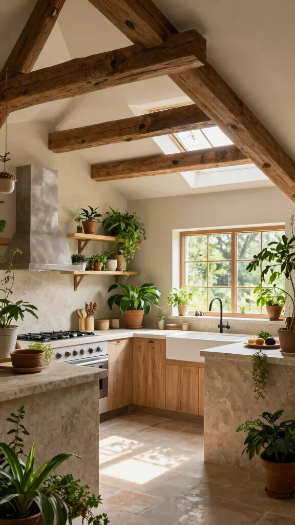 12 Attic Kitchen Ideas With Slanted Ceilings for a Unique Cook Space - 10. Nature-Inspired 1