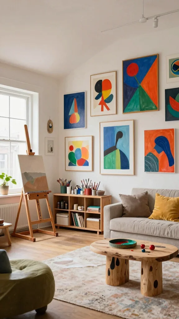 12 Attic Living Room Inspirations for a Cozy Bright Top-Floor Living Space - 11. Artistic Touches 1